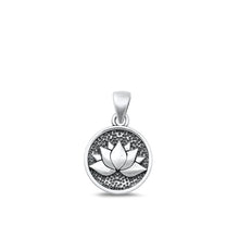 Load image into Gallery viewer, Sterling Silver Oxidized Lotus Pendant Face Height-14mm