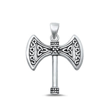 Load image into Gallery viewer, Sterling Silver Oxidized Double Headed Celtic Axe Pendant Face Height-27.8mm