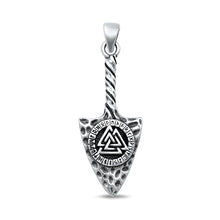 Load image into Gallery viewer, Sterling Silver Oxidized Valknut Arrowhead Pendant Face Height-33.6mm
