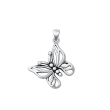 Load image into Gallery viewer, Sterling Silver Oxidized Butterfly Pendant Face Height-21.3mm