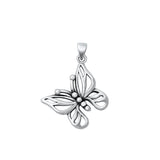 Sterling Silver Oxidized Butterfly Pendant Face Height-21.3mm