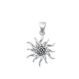 Sterling Silver Oxidized Sun Pendant Face Height-20mm