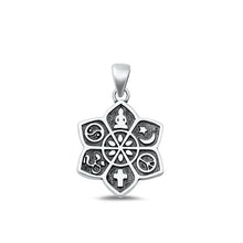 Load image into Gallery viewer, Sterling Silver Oxidized Co-Exist Symbols Plain Pendant Face Height-20mm