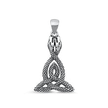 Load image into Gallery viewer, Sterling Silver Oxidized Celtic Knot Snakes Pendant Face Height-26.5mm