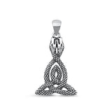 Sterling Silver Oxidized Celtic Knot Snakes Pendant Face Height-26.5mm
