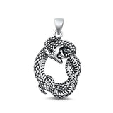 Sterling Silver Oxidized Snake Pendant Face Height-28.5mm