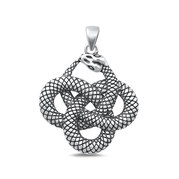 Sterling Silver Oxidized Snake Pendant Face Height-30mm