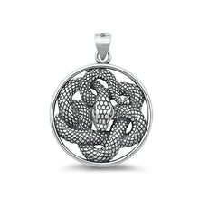 Load image into Gallery viewer, Sterling Silver Oxidized Circle Snake Pendant Face Height-26.5mm