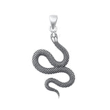 Sterling Silver Oxidized Snake Pendant Face Height-31mm