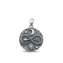 Load image into Gallery viewer, Sterling Silver Oxidized Sun, Moon And Snake Plain Pendant Face Height-19.6mm
