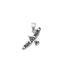 Load image into Gallery viewer, Sterling Silver Oxidized Flying Celtic Bird Plain Pendant Face Height-11.2mm