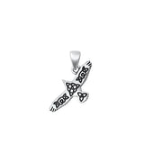 Sterling Silver Oxidized Flying Celtic Bird Plain Pendant Face Height-11.2mm