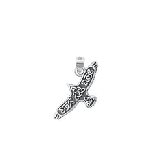 Load image into Gallery viewer, Sterling Silver Oxidized Celtic Bird Plain Pendant Face Height-11.2mm