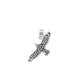 Sterling Silver Oxidized Celtic Bird Plain Pendant Face Height-11.2mm