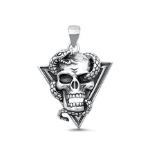 Load image into Gallery viewer, Sterling Silver Oxidized Skull And Snake Pendant Face Height-27mm