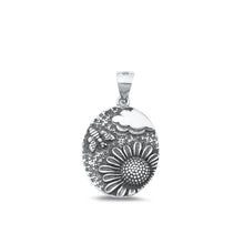 Load image into Gallery viewer, Sterling Silver Oxidized Sunflower And Bee Plain Pendant Face Height-19.8mm