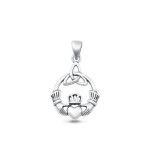 Load image into Gallery viewer, Sterling Silver Oxidized Claddagh Plain Pendant Face Height-20mm