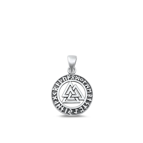 Sterling Silver Oxidized Valknut Plain Pendant Face Height-15mm