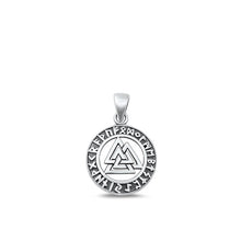 Load image into Gallery viewer, Sterling Silver Oxidized Valknut Plain Pendant Face Height-15mm