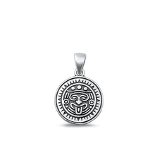 Load image into Gallery viewer, Sterling Silver Oxidized Mayan Aztec Sun God Plain Pendant Face Height-15.8mm