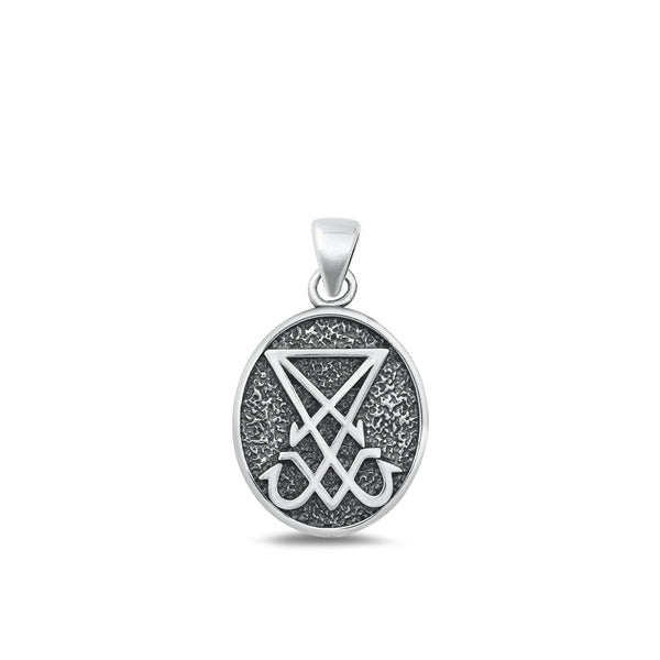 Sterling Silver Oxidized Lucifer Sigil Pendant Face Height-17.9mm
