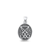 Sterling Silver Oxidized Lucifer Sigil Pendant Face Height-17.9mm