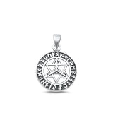 Sterling Silver Oxidized Star Of David Runes Plain Pendant Face Height-19.6mm