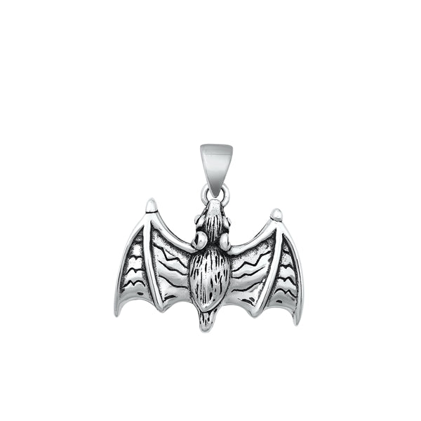 Sterling Silver Oxidized Bat Pendant Face Height-16.3mm