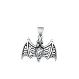 Sterling Silver Oxidized Bat Pendant Face Height-16.3mm