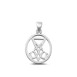 Sterling Silver Oxidized Lucifer Sigil Plain Pendant Face Height-19.6mm