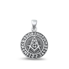 Load image into Gallery viewer, Sterling Silver Oxidized Masonic Plain Pendant Face Height-19.8mm