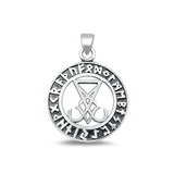 Sterling Silver Oxidized Lucifer Sigil Plain Pendant Face Height-23.6mm