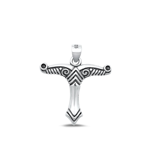 Sterling Silver Oxidized Irminsul Pendant Face Height-19.5mm