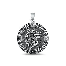 Load image into Gallery viewer, Sterling Silver Oxidized Aztec Wolf Pendant Face Height-26mm