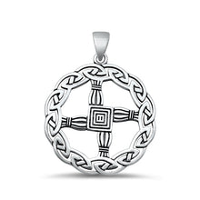 Load image into Gallery viewer, Sterling Silver Oxidized Brigids Cross Pendant Face Height-27.8mm