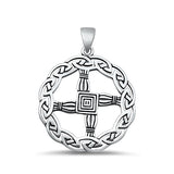 Sterling Silver Oxidized Brigids Cross Pendant Face Height-27.8mm
