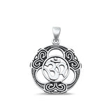 Sterling Silver Oxidized Ohm Plain Pendant Face Height-21.8mm