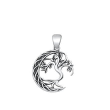 Load image into Gallery viewer, Sterling Silver Oxidized Moon and Tree Pendant