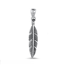 Load image into Gallery viewer, Sterling Silver Oxidized Feather Pendant Face Height-26mm