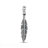 Sterling Silver Oxidized Feather Pendant Face Height-26mm