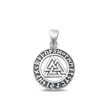 Sterling Silver Oxidized Valknut Plain Pendant Face Height-19.7mm