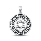 Sterling Silver Oxidized Star Of David Plain Pendant Face Height-27.3mm