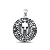 Sterling Silver Oxidized Spartan Warrior Pendant Face Height-25.6mm