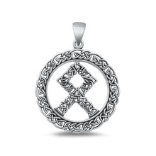 Load image into Gallery viewer, Sterling Silver Oxidized Othala Rune Pendant Face Height-28mm