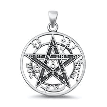 Load image into Gallery viewer, Sterling Silver Oxidized Tetragrammaton Plain Pendant Face Height-32mm
