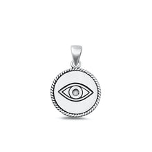 Load image into Gallery viewer, Sterling Silver Oxidized Evil Eye Plain Pendant Face Height-17.3mm