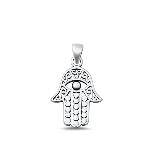 Sterling Silver Oxidized Hamsa Plain Pendant Face Height-21mm
