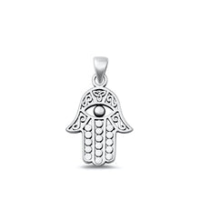 Load image into Gallery viewer, Sterling Silver Oxidized Hamsa Plain Pendant Face Height-21mm
