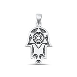 Sterling Silver Oxidized Hamsa Plain Pendant Face Height-24.5mm
