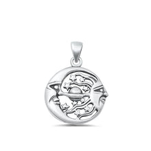 Load image into Gallery viewer, Sterling Silver Oxidized Moon, Sun And Star Plain Pendant Face Height-19.9mm